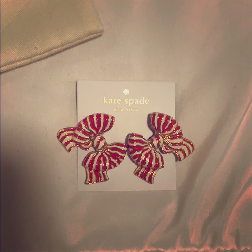 Kate Spade red & white bow earrings NWT Authentic